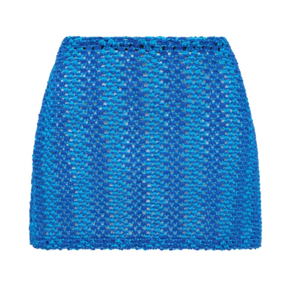 triangl swimwear Blue Crochet Mini Swim Coverup Skirt